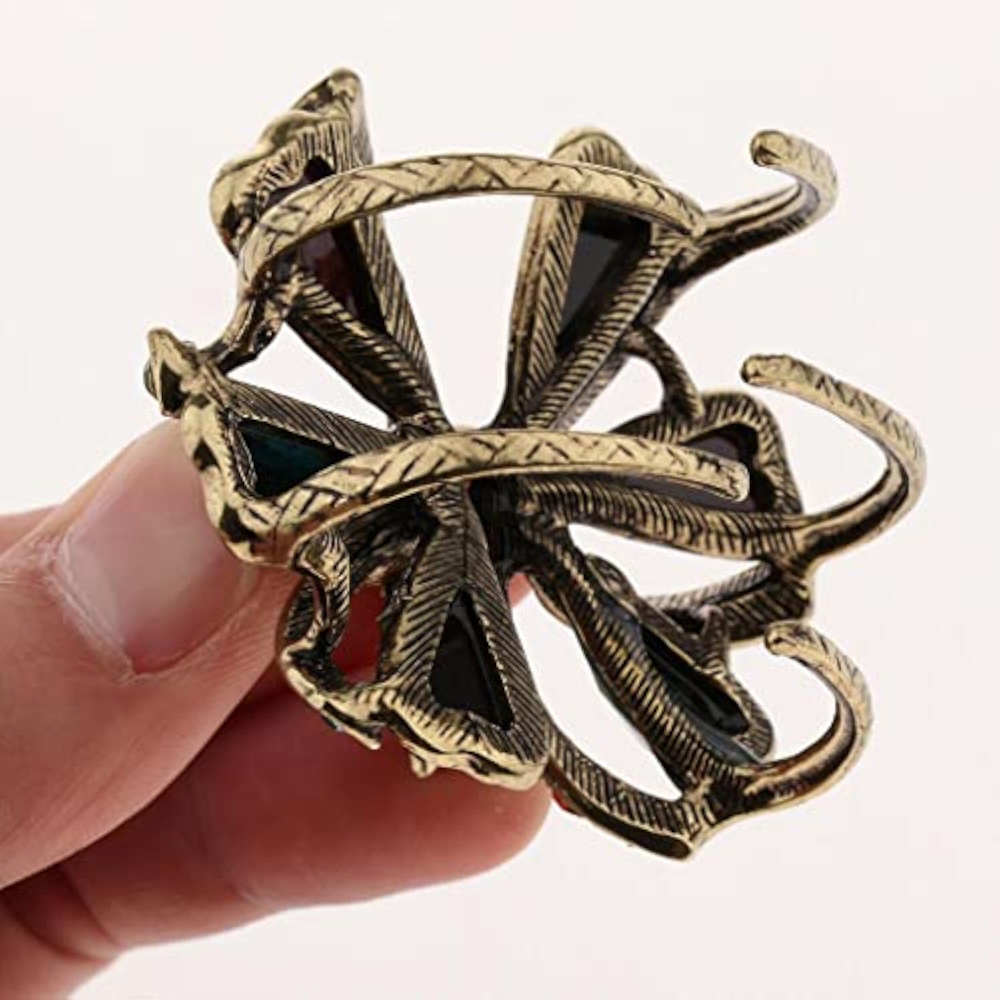 2x Vintage Rhinestone Crystal Flower Hair Claws